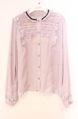 画像: axes femme / ブローチ付ヴィンテージブラウス M ラベンダー O-25-11-11-046-AX-BL-OW-OS