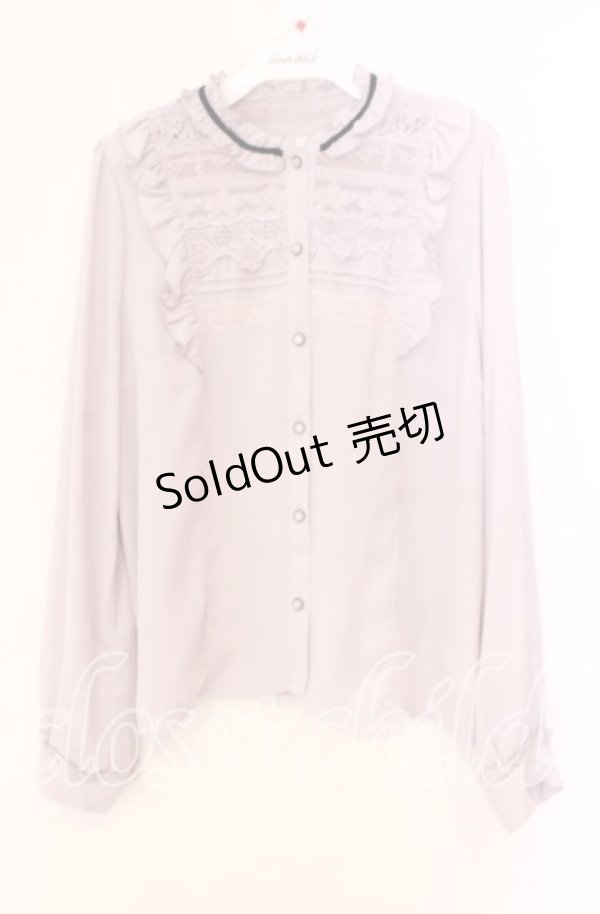 画像1: axes femme / ブローチ付ヴィンテージブラウス M ラベンダー O-25-11-11-046-AX-BL-OW-OS (1)