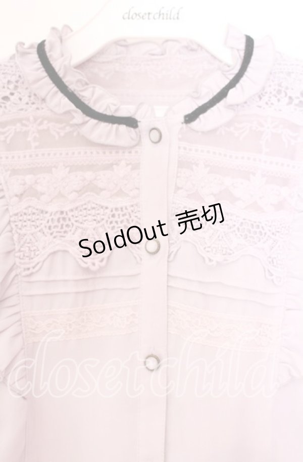 画像2: axes femme / ブローチ付ヴィンテージブラウス M ラベンダー O-25-11-11-046-AX-BL-OW-OS (2)