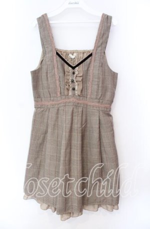 画像: axes femme / フロントフリル使いチェックジャンパースカート M ベージュ O-25-11-11-047-AX-OP-OW-OS