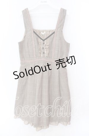 画像: axes femme / フロントフリル使いチェックジャンパースカート M ベージュ O-25-11-11-047-AX-OP-OW-OS