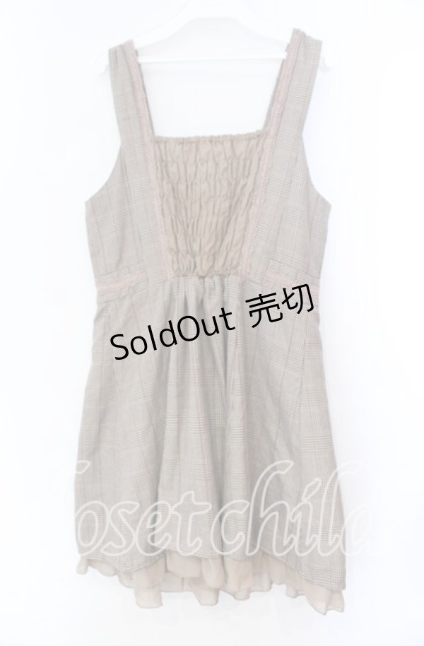 画像3: axes femme / フロントフリル使いチェックジャンパースカート M ベージュ O-25-11-11-047-AX-OP-OW-OS (3)