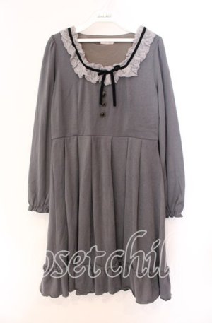 画像: axes femme / ベロアリボンニットワンピース M グレー O-25-11-11-048-AX-OP-OW-OS