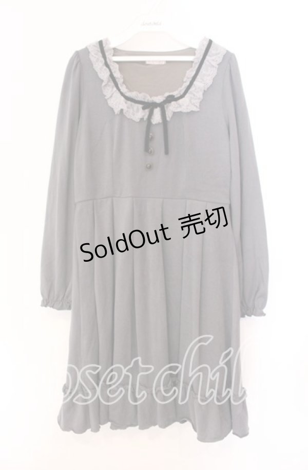 画像1: axes femme / ベロアリボンニットワンピース M グレー O-25-11-11-048-AX-OP-OW-OS (1)