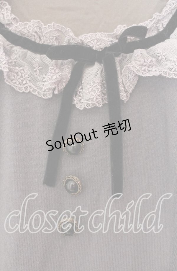 画像2: axes femme / ベロアリボンニットワンピース M グレー O-25-11-11-048-AX-OP-OW-OS (2)