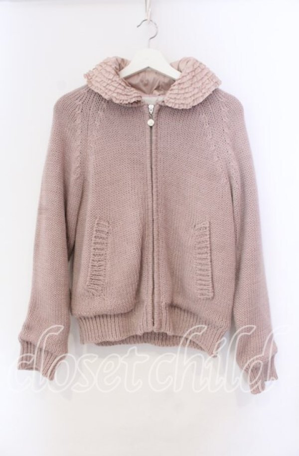 画像1: PINK HOUSE / ローンフリルフードニットパーカー  ピンク O-25-11-11-054-LO-JA-IG-OS (1)