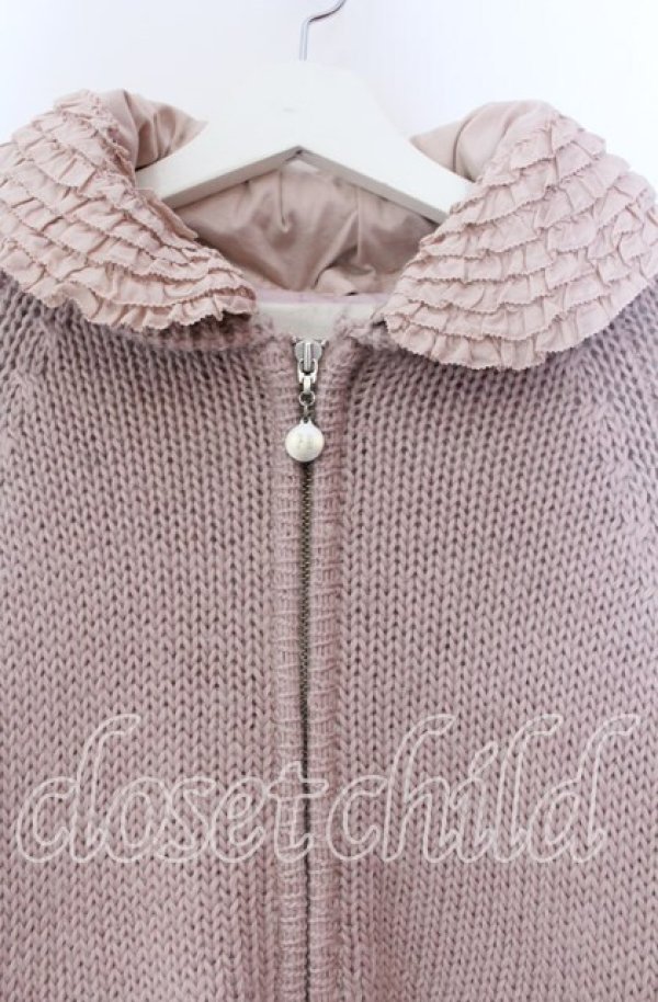 画像2: PINK HOUSE / ローンフリルフードニットパーカー  ピンク O-25-11-11-054-LO-JA-IG-OS (2)