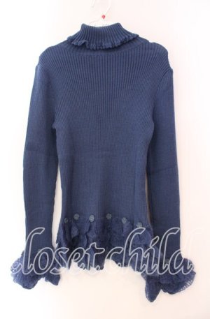 画像: PINK HOUSE / フラワーモチーフモヘアニット  ネイビー O-25-11-11-059-LO-TO-IG-OS