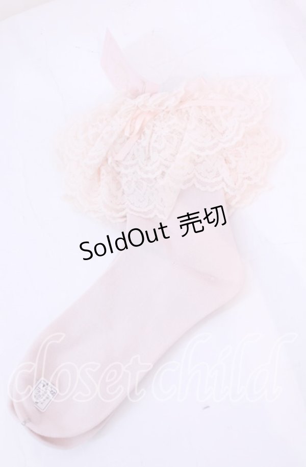 画像1: metamorphose / ラッセルレースクルーソックス 22〜24ｃｍ ピンク O-25-11-11-1047-ME-ZA-OW-OS (1)