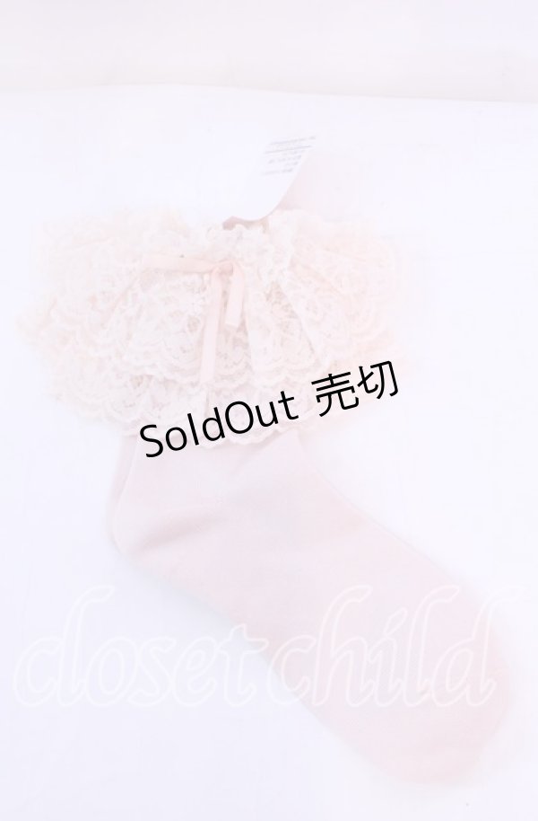 画像2: metamorphose / ラッセルレースクルーソックス 22〜24ｃｍ ピンク O-25-11-11-1047-ME-ZA-OW-OS (2)