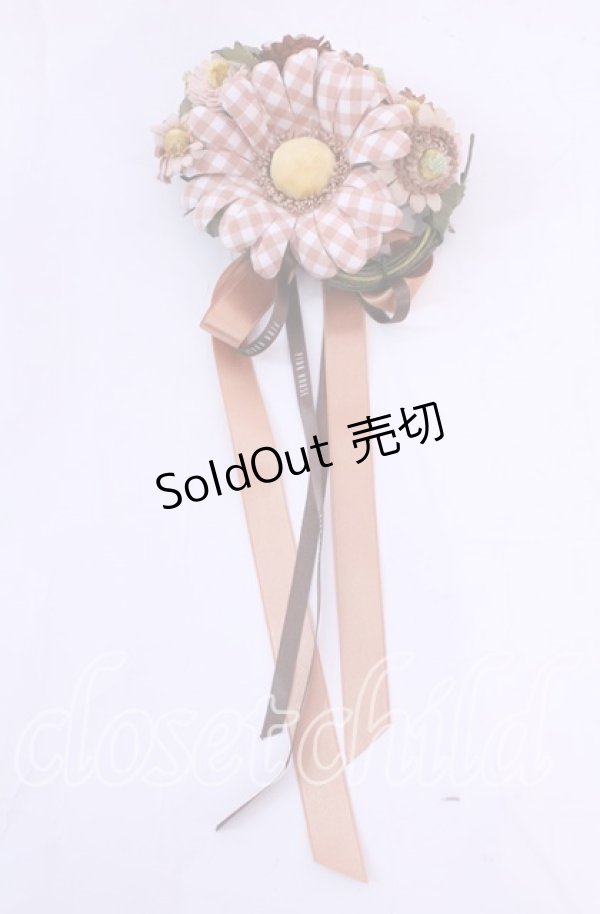 画像2: PINK HOUSE / ギンガムブーケコサージュ  オレンジ系 O-25-11-11-1048-LO-AC-OW-OS (2)