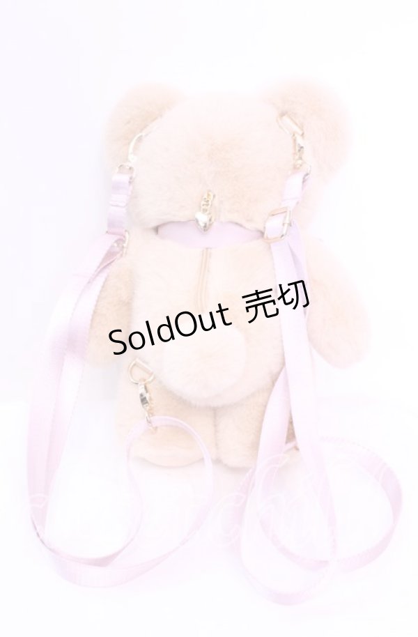 画像2: Chalmiere / フラッフィベアぬいぐるみバッグ  ベージュ×ピンク O-25-11-11-1078-LO-BG-IG-OS (2)