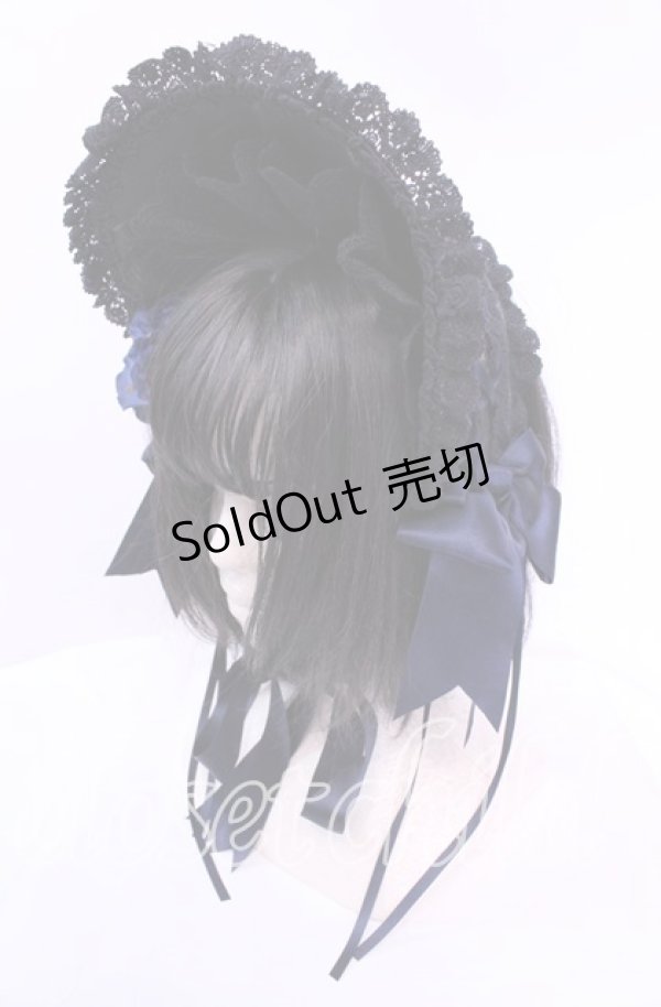 画像1: ALICE and the PIRATES / 薔薇の誓い〜愛と裏切りの輪舞曲〜ボンネット  ブルー×クロ O-25-11-11-1032-PA-AC-IG-OS (1)