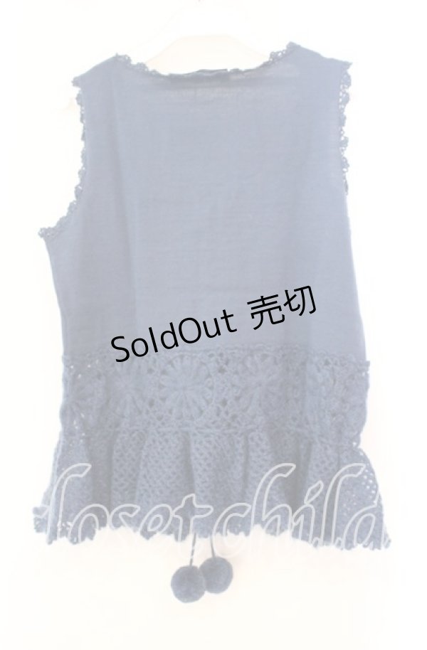 画像3: PINK HOUSE / レースフリルニットベスト  ブルー O-25-11-11-062-LO-TO-IG-ZI (3)