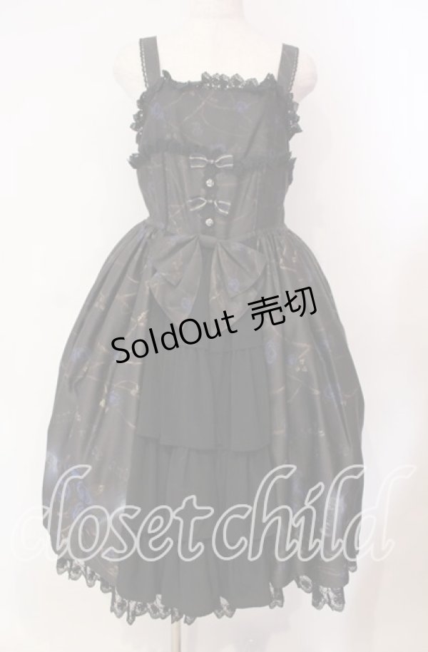 画像1: ALICE and the PIRATES / 薔薇の誓い〜愛と裏切りの輪舞曲〜柄ジャンパースカートI  ブルー×クロ O-25-11-11-005-PA-OP-IG-OS (1)