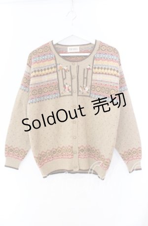 画像: PINK HOUSE / フラワーデザインニットカーディガン  ブラウン O-25-11-11-067-LO-TO-IG-OS