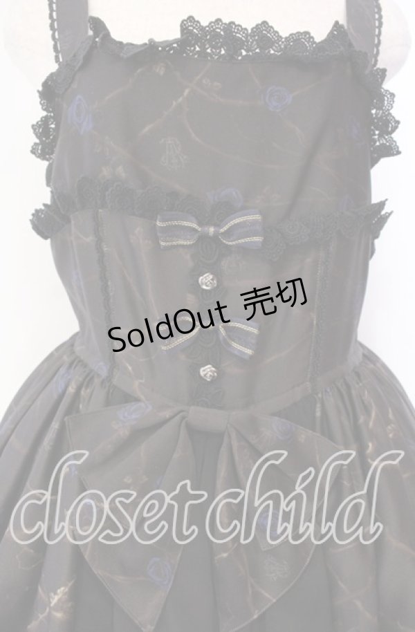 画像2: ALICE and the PIRATES / 薔薇の誓い〜愛と裏切りの輪舞曲〜柄ジャンパースカートI  ブルー×クロ O-25-11-11-005-PA-OP-IG-OS (2)