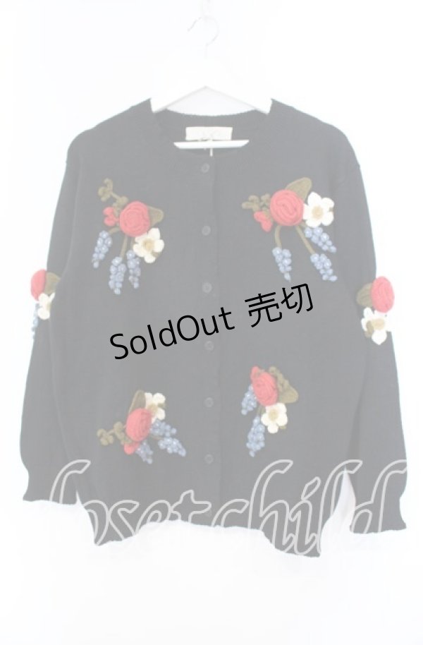 画像1: KETTY / ローズモチーフニット  クロ O-25-11-11-072-EL-TO-IG-OS (1)