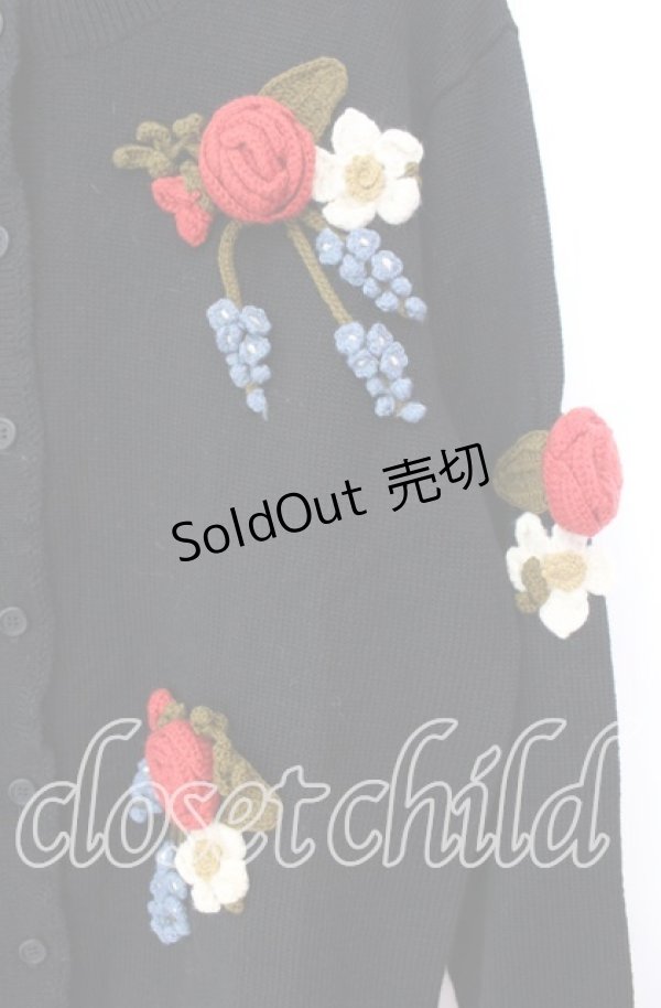 画像2: KETTY / ローズモチーフニット  クロ O-25-11-11-072-EL-TO-IG-OS (2)