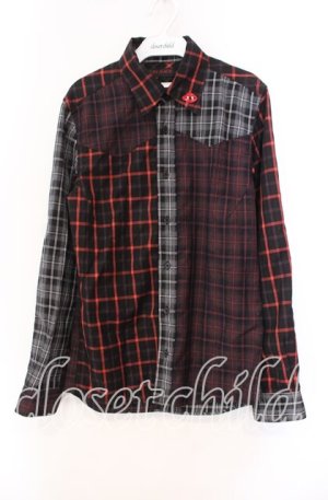 画像: JURY BLACK / パターン切り替えシャツ  レッド×ブラック O-25-11-11-078-GL-BL-OW-OS
