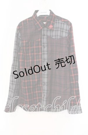 画像: JURY BLACK / パターン切り替えシャツ  レッド×ブラック O-25-11-11-078-GL-BL-OW-OS