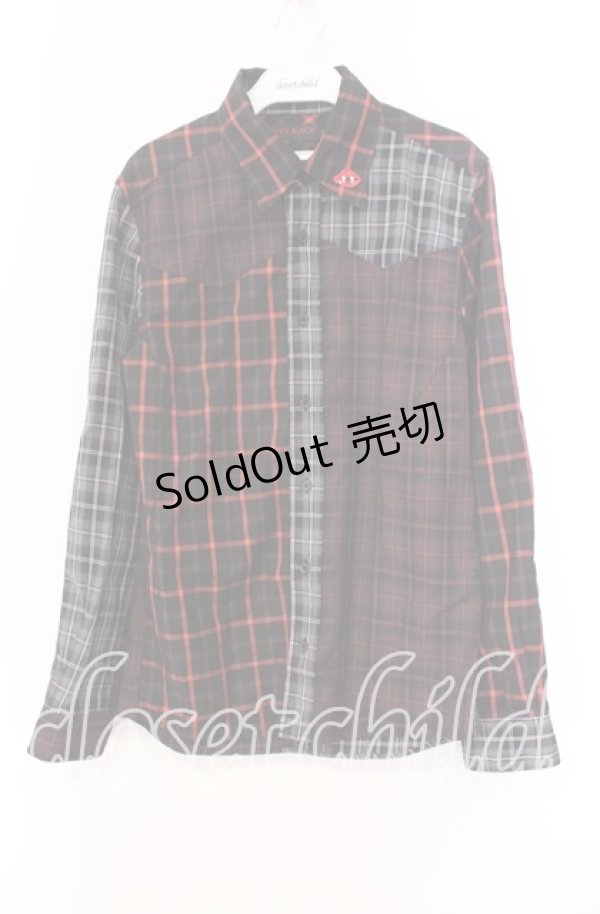 画像1: JURY BLACK / パターン切り替えシャツ  レッド×ブラック O-25-11-11-078-GL-BL-OW-OS (1)
