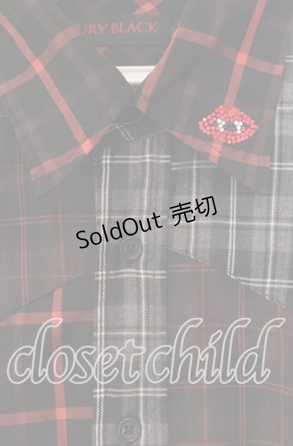 画像2: JURY BLACK / パターン切り替えシャツ  レッド×ブラック O-25-11-11-078-GL-BL-OW-OS (2)