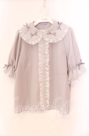 画像: axes femme kawaii / プチリボン半袖ブラウス  グレー O-25-11-11-079-AX-BL-IG-OS
