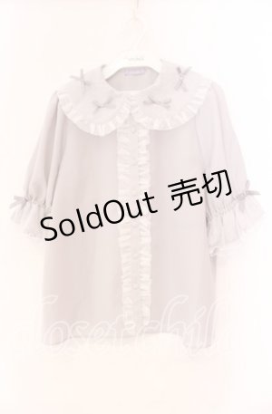 画像: axes femme kawaii / プチリボン半袖ブラウス  グレー O-25-11-11-079-AX-BL-IG-OS