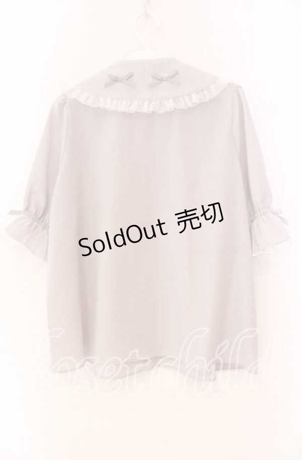 画像3: axes femme kawaii / プチリボン半袖ブラウス  グレー O-25-11-11-079-AX-BL-IG-OS (3)