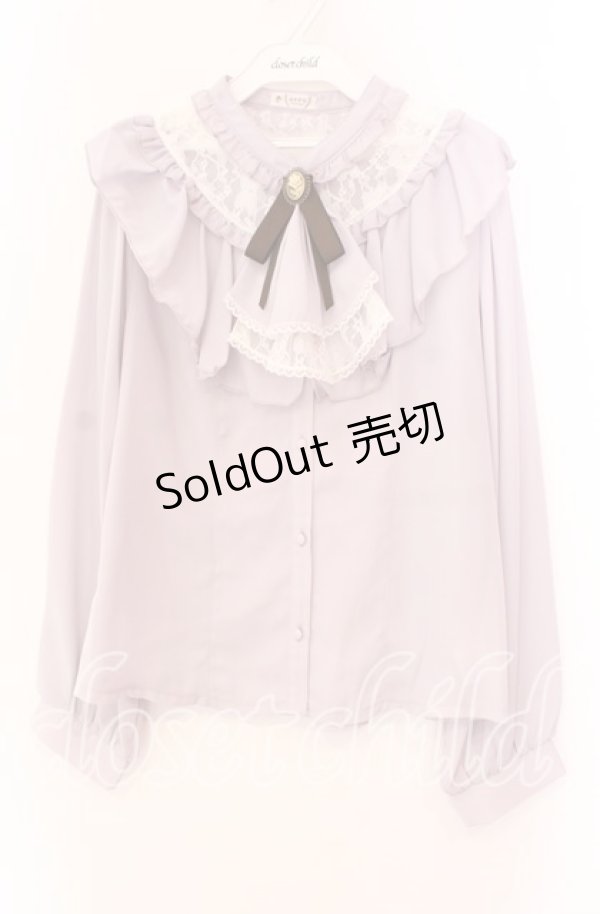 画像1: axes femme / ジャボブローチ付きフリルブラウス Ｌ ピンク O-25-11-11-080-AX-BL-IG-OS (1)