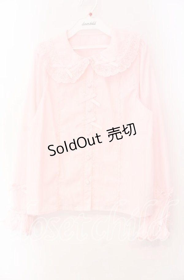 画像1: axes femme kawaii / トーションレース丸襟ブラウス Ｍ ピンク O-25-11-11-086-AX-BL-IG-OS (1)