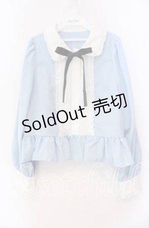 画像: Cherirulu Chocola / MYリボンマルエリブラウス LL サックス×シロ O-25-11-11-091-LO-BL-IG-OS