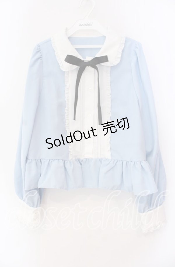 画像1: Cherirulu Chocola / MYリボンマルエリブラウス LL サックス×シロ O-25-11-11-091-LO-BL-IG-OS (1)