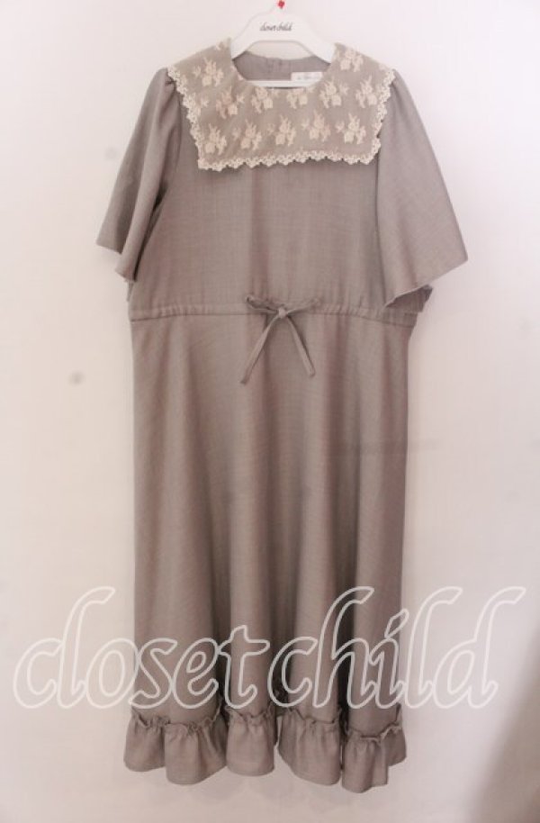 画像1: m petit by misako / レースセーラー襟ワンピース Ｓ グレー O-25-11-11-2034-LO-OP-IG-ZT239 (1)