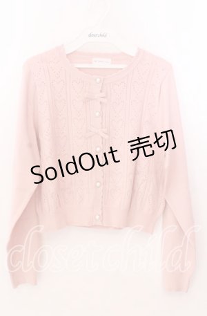 画像: m petit by misako / AM*ハート透かしニットカーディガン Ｍ ピンク O-25-11-11-2036-LO-TO-IG-OS