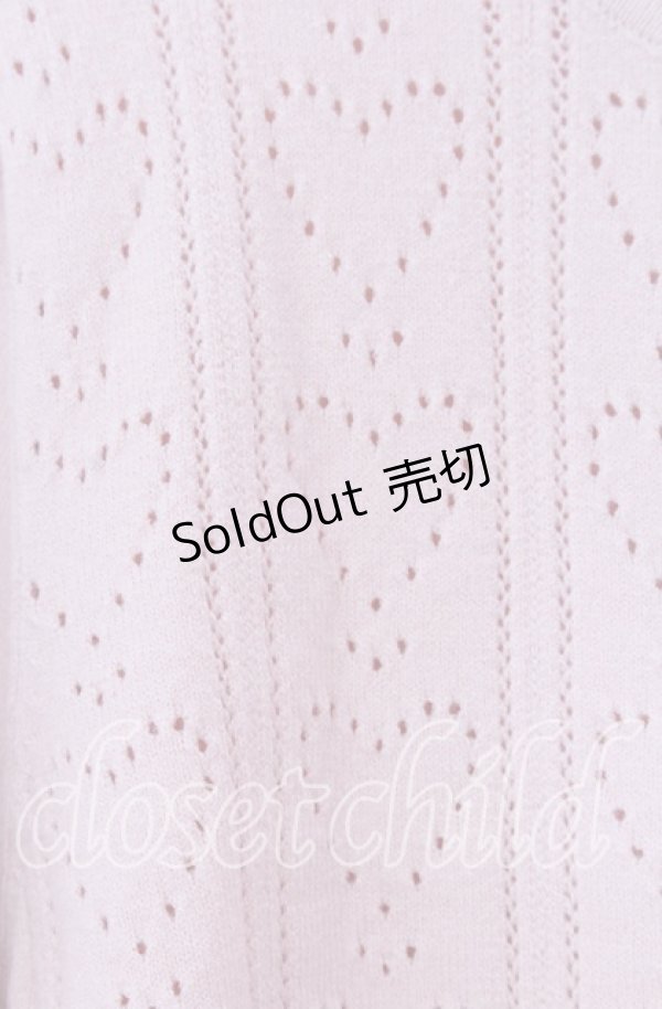 画像2: m petit by misako / AM*ハート透かしニットカーディガン Ｍ ピンク O-25-11-11-2036-LO-TO-IG-OS (2)