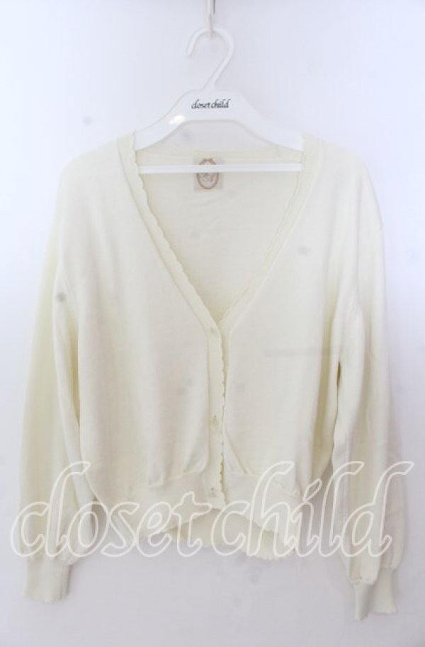 画像1: F&A / シアーフラワー釦UVカットニットカーディガン  オフ O-25-11-11-2038-LO-TO-IG-ZT510 (1)