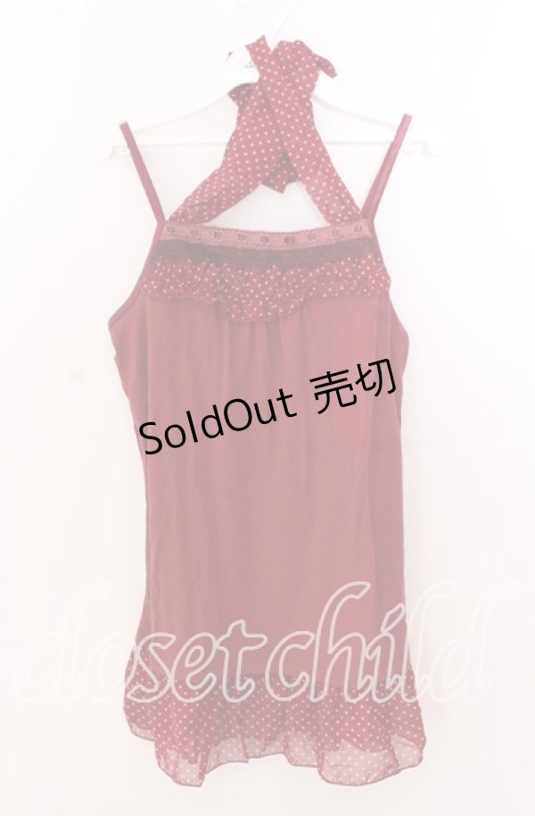 画像1: axes femme / ドットシフォンホルターキャミソール  アカ O-25-11-11-2040-AX-TO-IG-OS (1)