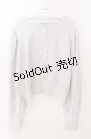 画像: Cherirulu Chocola / リボンボタンカーディガン 3Ｌ シルバー O-25-11-11-2005-LO-TO-IG-OS