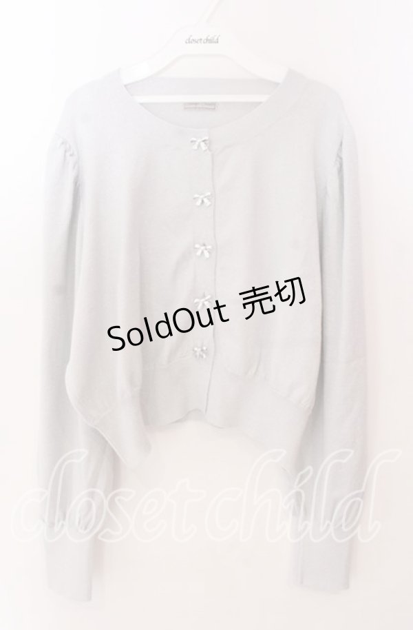 画像1: Cherirulu Chocola / リボンボタンカーディガン 3Ｌ シルバー O-25-11-11-2005-LO-TO-IG-OS (1)