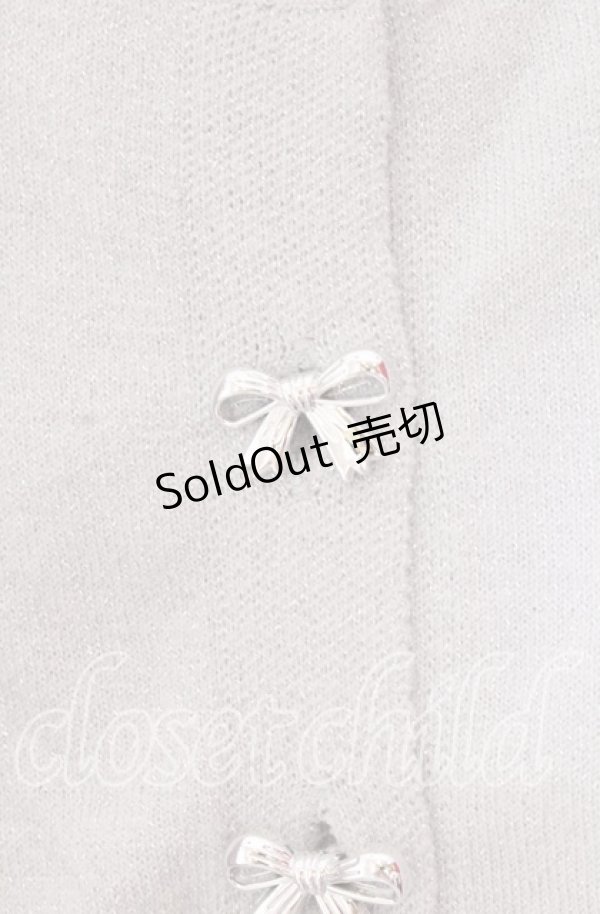 画像2: Cherirulu Chocola / リボンボタンカーディガン 3Ｌ シルバー O-25-11-11-2005-LO-TO-IG-OS (2)