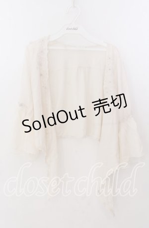 画像: axes femme / ローズ刺繍前結びカーディガン  アイボリー O-25-11-11-2047-AX-TO-IG-OS