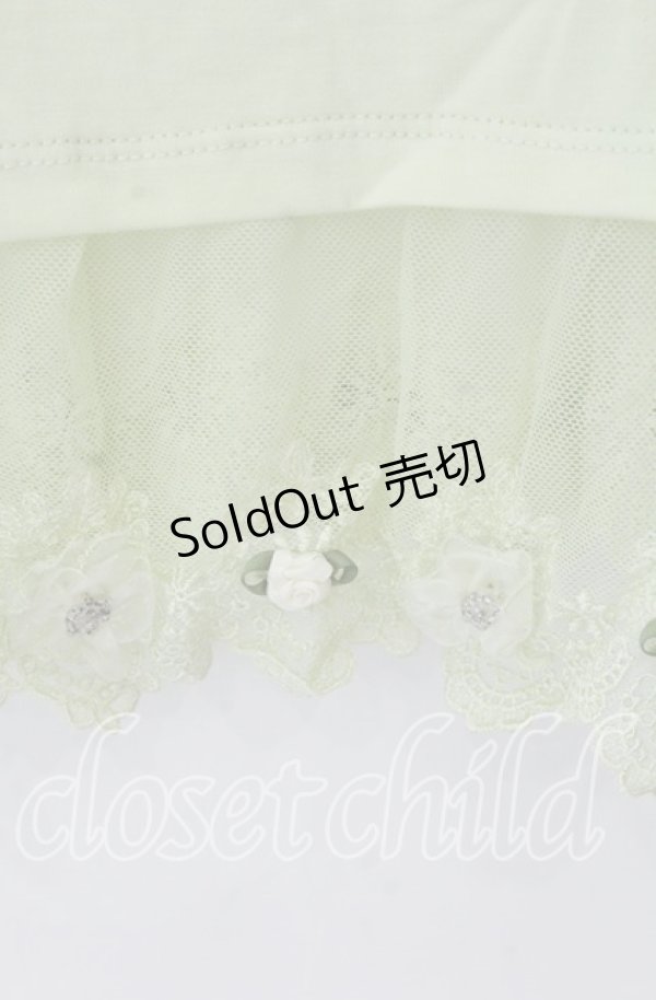 画像3: axes femme / 立体お花付きロングタンク  ライトグリーン O-25-11-11-2049-AX-TO-IG-ZT045 (3)