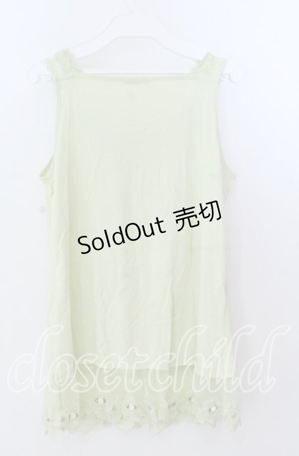 画像4: axes femme / 立体お花付きロングタンク  ライトグリーン O-25-11-11-2049-AX-TO-IG-ZT045 (4)