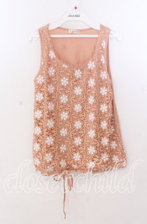 画像: axes femme / フラワーレースタンクトップ  ピンク O-25-11-11-2050-AX-TO-IG-OS