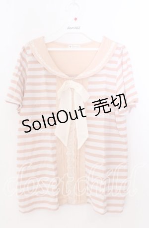 画像: axes femme / ボーダーセーラー風tシャツ  ピンク×シロ O-25-11-11-2051-AX-TO-IG-OS