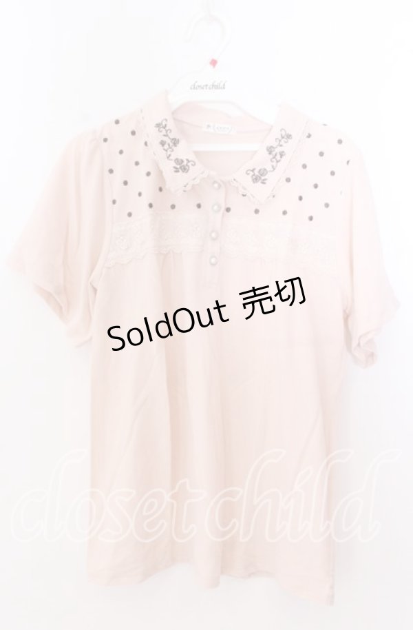 画像1: axes femme / 襟刺繍ポロシャツ  ピンク O-25-11-11-2052-AX-TO-IG-OS (1)