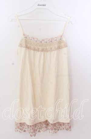 画像: axes femme / 総レース・立体お花付きキャミソール  オフ O-25-11-11-2058-AX-TO-IG-OS