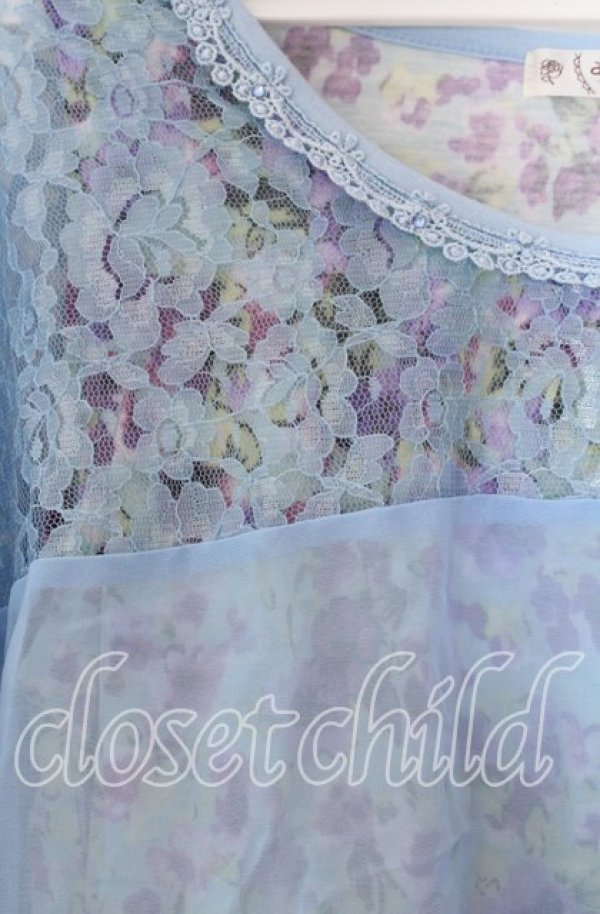 画像2: axes femme / レースシフォンレイヤード風トップス  サックス O-25-11-11-2059-AX-TO-IG-ZT257 (2)